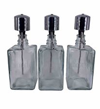 MCM Barware Liquor Dispensers, etched Glass with Chrome Pump 3 Crystal Canisters picture