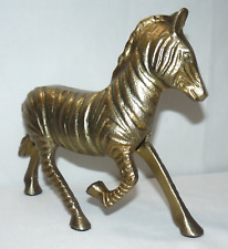 Brass Cast Metal Zebra Sculpture 9x11x3