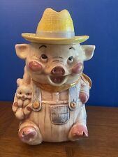 Vintage 1960’s Treasure Craft USA Farmer Pig Cookie Jar picture