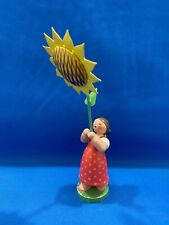 ERZGEBIRGE Wendt Kuhn Flower GIRL Figurine Carved Wood Germany Sunflower #3 picture
