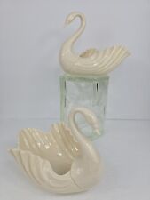 2 LENOX LARGE Cream Colored SWAN Candy Dish/ Centerpiece 8.5 X 6.5 Stamped picture