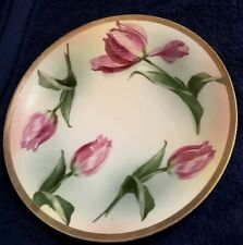 1920's Antique  Royal Rudolstadt Prussia Saucer Hand Painted Tulips w/Gold Trim picture