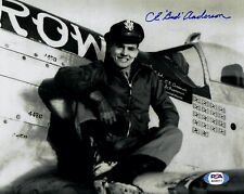 CE BUD ANDERSON SIGNED 8X10 PSA DNA WWII P-51 ACE 16.25 V OLD CROW picture