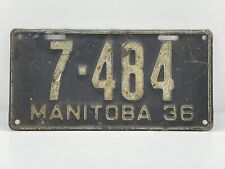 Vintage 1936 Manitoba License Plate 7-484 Canada Province picture