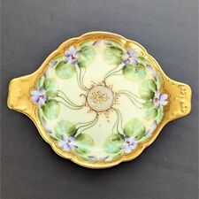 Vintage W A Pickard Hand Painted Porcelain Trinket Dish Gold and Violets picture