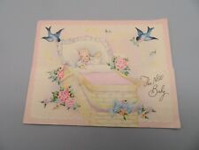 Vintage 1940's Card New Baby, Pop Up, Fabric Blanket, Embossed picture