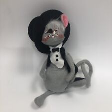 Annalee Gray Mouse Poseable with Top Hat 1992 Felt Handsewn Collectible picture