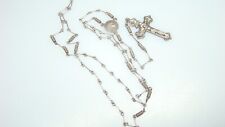 Vintage Silver Rosary Cartuja Miraflores Crucifix w Spring Link Chain picture
