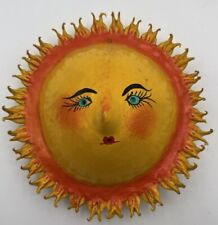 Vintage Mexican Folk Art Coconut Shell Wall Hanging Sun Mask Face picture