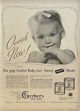 1948 Vtg Print Ad Gerber Baby Food Armour Meats Retro Kitchen Home Art MCM picture