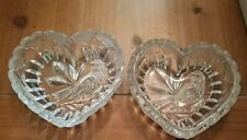 Vintage Bleikristall Heart Shaped Candy Dish  Bird  Lead crystal  W. Germany Set picture