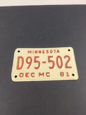 Minnesota Motorcycle License Plate 1981 D95-502 picture