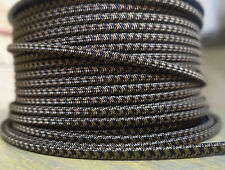 Black/Brown 2-Wire Flat Cloth Covered Cord, Fabric 18ga Vintage Style Lamps, USA picture