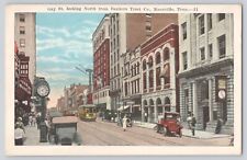 Postcard Tennessee Knoxville Gay St. Looking North Bankers Trust White Border picture