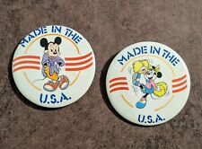 Vintage 1986 Mickey & Minnie Mouse Buttons Pins 