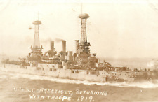 WWI Uss Connecticut US Navy Battleship BB-18 1919 Rppc Real Photo Postcard picture