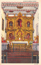 C9665 Altar in Serra Chapel, Mission San Juan Capistrano, CA 1934 Teich Linen PC picture