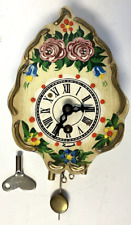 Vintage Engstler Mini Wall Cuckoo Clock Hand Painted Wall Germany Pendulum Key picture