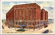 BOSTON, Massachusetts Postcard HOTEL STATLER Artist-Signed TED LEWY c1960s picture