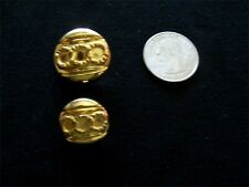 6 FRENCH SHINY GOLD CENTER CHAIN 7/8 inch BUTTONS picture