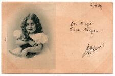PC91 Austria Young Girl Curly Hair Holding Cat Kitten Feline Postcard picture
