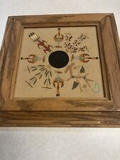 Vintage Navajo Sand Painting of Four Sacred Plants. Framed 8x8. picture