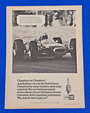 1967 CHAMPION SPARK PLUGS ORIGINAL PRINT AD JACK BRABHAM DRIVER'S CHAMPIONSHIP picture