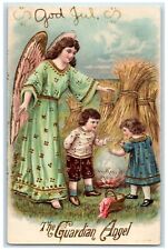 c1910's New Year God Jul The Guardian Angel Wheat Embossed Antique Postcard picture