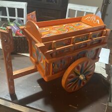 VINTAGE COSTA RICAN FOLK ART BAR CART 22” OXCART COFFEE TABLE / TRAY STORAGE picture