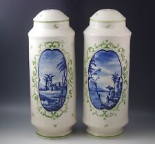 ANTIQUE GBV NOVE ITALY SET OF 2 LAMPS ITALIAN SCENERY TOILE -#3 picture
