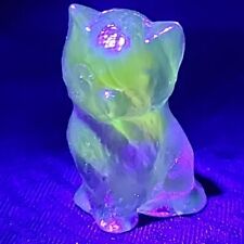 Boyd Crystal Art Glass Miss Cotton Cat Figurine Siesta Glows 395nm picture