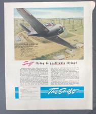 Globe Aircraft Vintage  Print Ad The Swift Airplane Upjohn Pharmaceutical Ulcer picture