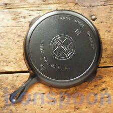 Antique GRISWOLD Cast Iron SKILLET Frying Pan # 10 LARGE BLOCK LOGO - Ironspoon picture