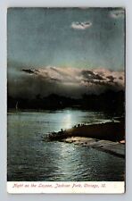Chicago IL-Illinois, Night on the Lagoon, c1908, Vintage Postcard picture