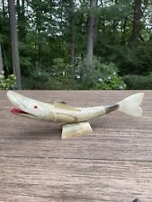 Vtg 60s Cow Horn Carved Fish Folk Art mid century decor picture