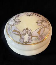Antique T & V Limoges Large Dresser Jar Jewelry Box Hand Painted Art Deco 8” Dia picture