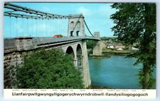 Menai Suspension Bridge ANGLESEY Wales UK Postcard picture