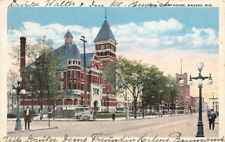 c1915 County Court House People Cart Scene Wausau Wisconsin WI P553 picture