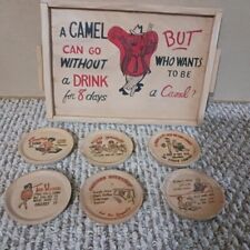 VINTAGE WOOD COASTER AND TRAY NOVELTY FUNNY ORIGINAL BOX picture
