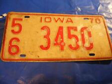1970 IOWA STATE LICENSE PLATE AUTO VEHICLE CAR TAG 56 3450 YEAR 70 picture