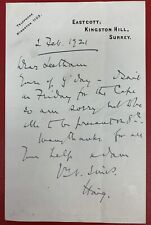 1921 Letter from British Army Field Marshal, Douglas Haig, & Real Photo Postcard picture