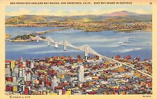 D2243 San Francisco-Oakland Bay Bridge, East Bay Shore in Distance, CA Linen PC picture