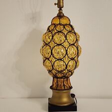 Hand Blown Caged Amber Glass Lamp Bubbles With Diamonds Italy 24