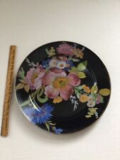Mackenzie child black enamel floral 12” plate picture