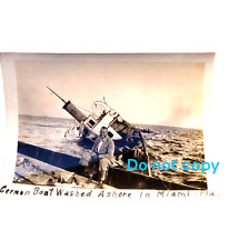 1930s German Ship Washed Ashore in Miami Hurricane Vintage Photo Florida wwii picture