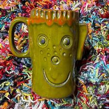 Pacific Stoneware Jean Ellsworth People Lover Tall Smiley Face Mug Vintage Green picture