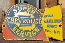 Vintage Old Antique Rare Super Chevrolet Service Adv Porcelain Enamel Sign Board picture
