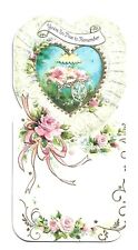 Vtg. Valentine Card Embossed Heart Pink Flowers Opens Up to 3 Sides by HALLLMARK picture