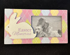Pastel Wood Desktop Easter Memories Bunny Glitter Picture Frame  Holds 3” x 5” picture