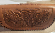 VTG 40'S Yellowstone National Park Leather Zipper souvenir tooled Wristlet purse picture